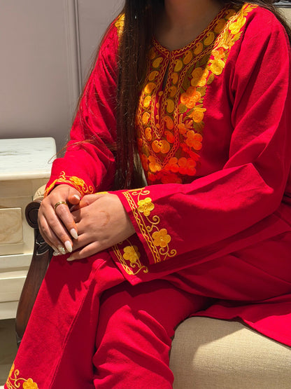 Kashmiri Phiran kurta set with embroidery