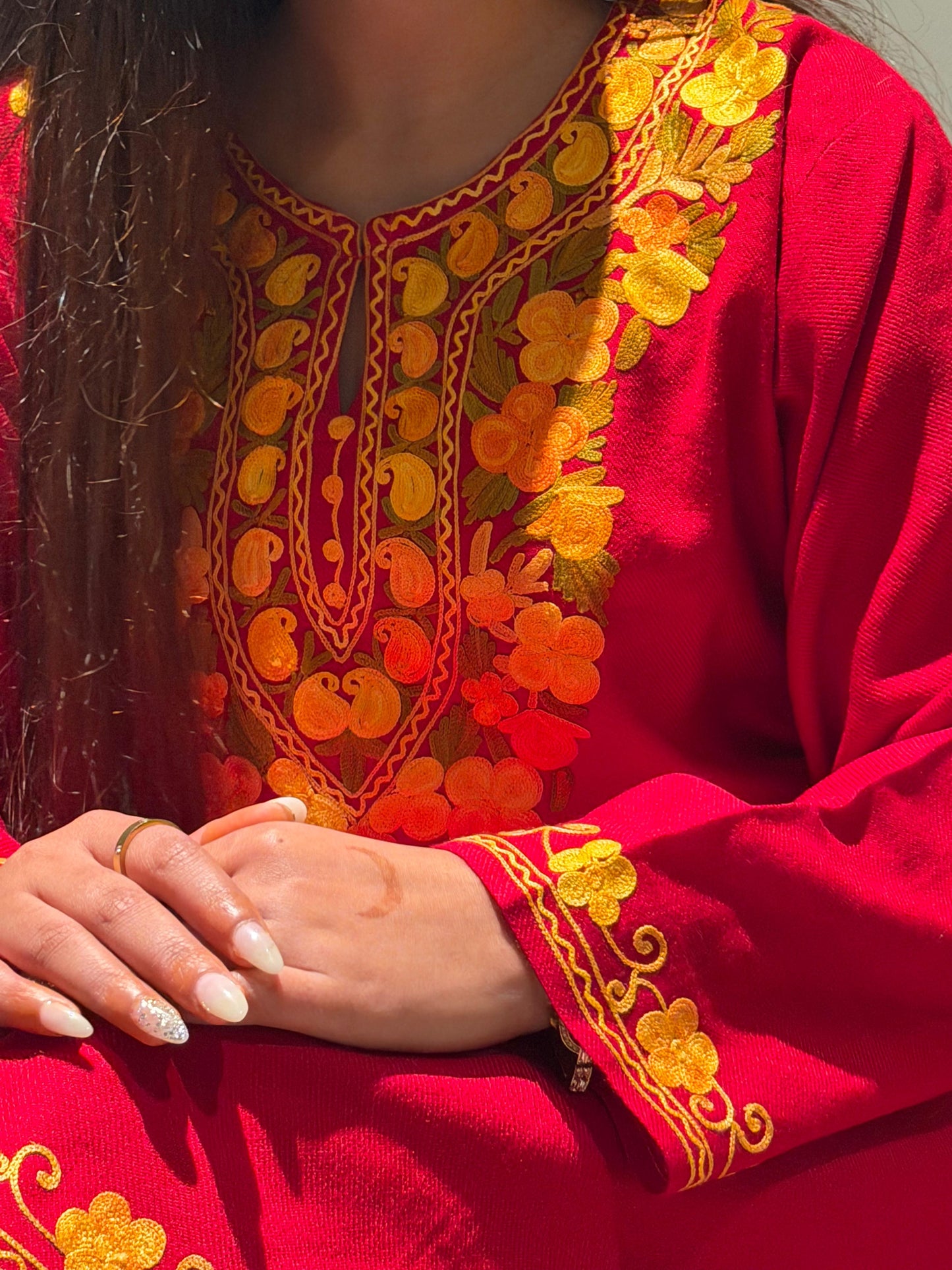 Kashmiri Phiran kurta set with embroidery