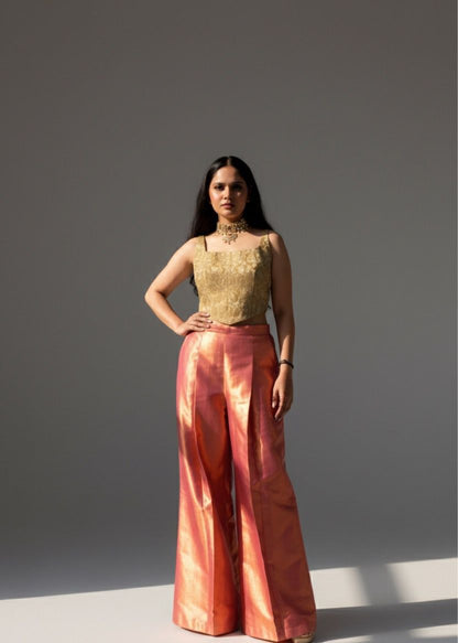 Tana bana corset top and silk brocade pants