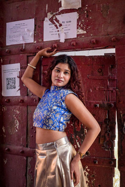 Tana bana crop top and lehanga skirt set