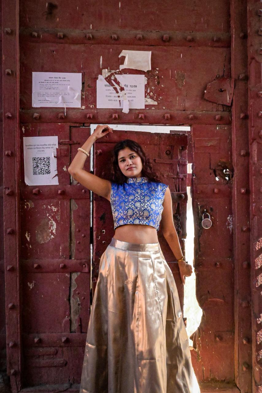 Tana bana crop top and lehanga skirt set