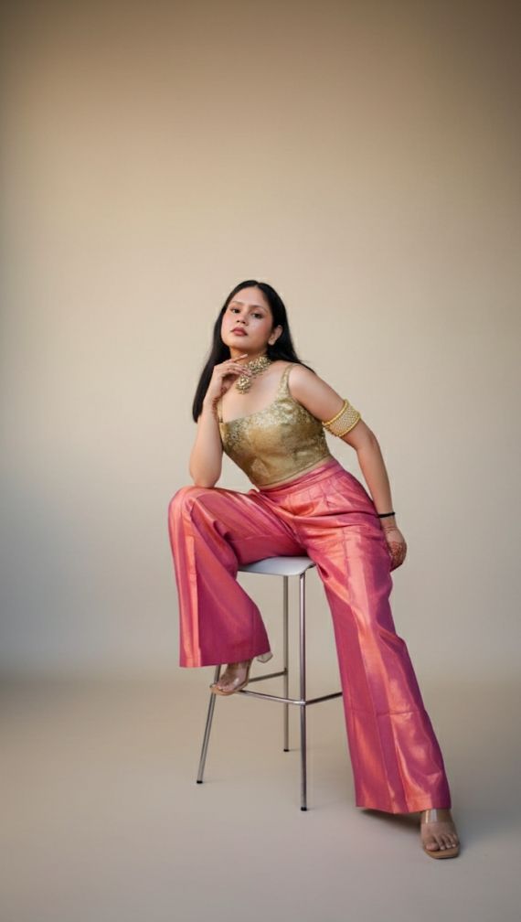 Tana bana corset top and silk brocade pants