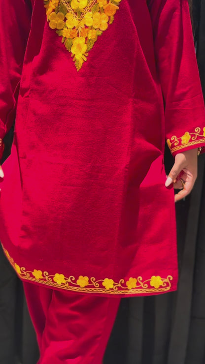 Kashmiri Phiran kurta set with embroidery